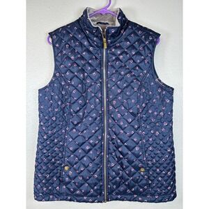 Laura Scott Floral Quilted Vest Womens Large Sleeveless Puffer Core Cottagecore